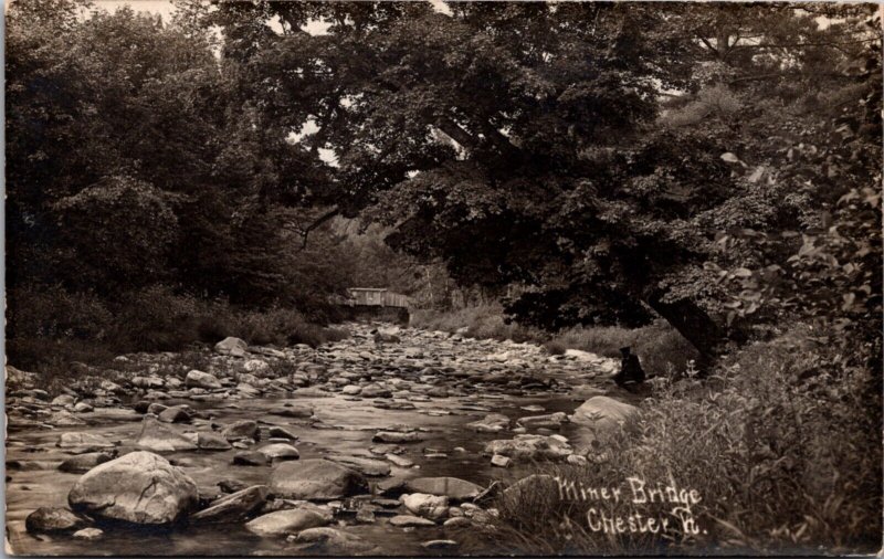 Real Photo Postcard Miner Covered Bridge in Chester, Vermont 