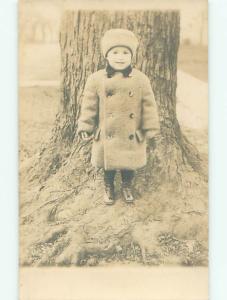 rppc 1920's Fashion CHILD IN WINTER COAT AND HAT AC8668