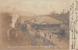 PC1/ Owego New York RPPC Postcard c10 DL&W Railroad Depot Buffalo Div 311