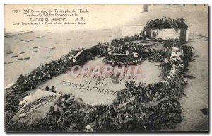 Old Postcard Paris Arc de Triomphe Etoile Tornbe of the Unknown Soldier and t...