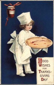 Thanksgiving Pie Little Boy Chef Ellen Clapsaddle  c1910 Postcard