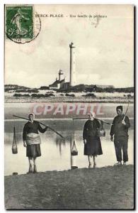 Berck Beach - A Family Pecheurs - a family of fishermen Old Postcard Lighthou...