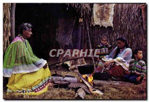 Postcard Ancient Indians cooking over an open fire in Florida
