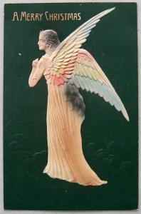 Beautiful Dramatic Christmas Angel EMB Postcard  