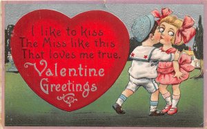 J20/ Valentine's Day Love Holiday Postcard c1910 Art Beautiful Kiss 60