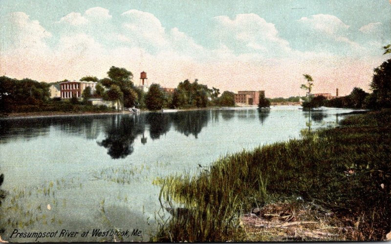 Maine Westbrook Scene On The Presumpscot River 1907