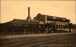 Bakersfield California CA Santa Fe Railroad Train Depot Station Vintage Postcard