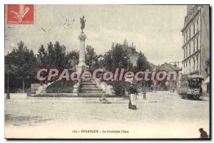 Old Postcard Besancon La Flora Fountain