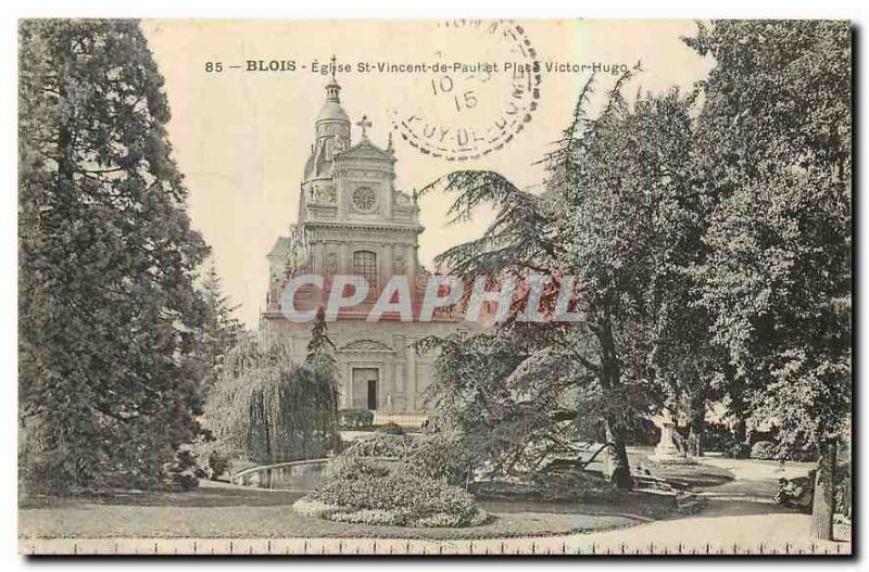 Postcard Old Church St Vincent de Blois Paullet Place Victor Hugo