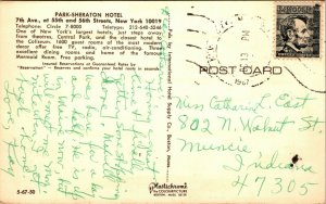 Vintage New York Park-Sheraton MCM  Postcard - A11 