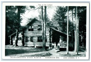 c1940's Northwoods Dude Ranch Adirondack Mts. Lake Luzerne NY Postcard 