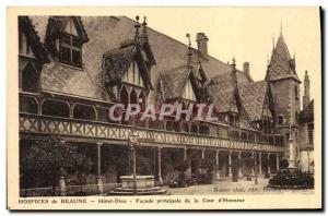 Old Postcard Hospices De Beaune Hotel Dieu Main Facade Of The Court & # 39Hon...
