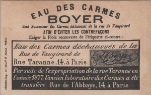 Victorian Trade Card Eau des Carmes Boyer L'éducation d'un Artiste! L1