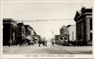 Scott Street Fort Frances Ontario Street Scene c1940s Unused RPPC Postcard F74
