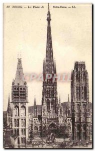 Rouen Old Postcard Arrows Notre Dame