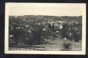 RPPC GRASS VALLEY CALIFORNIA DOWNTOWN BIRDSEYE VIEW REAL PHOTO POSTCARD