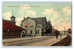 1916 West Shore And Union.& Depot Station Train Railroad Kingston NY Postcard 