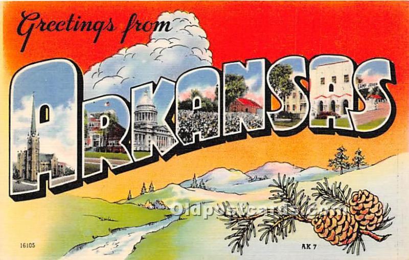 Greetings from Arkansas, AR, USA Large Letter Unused 