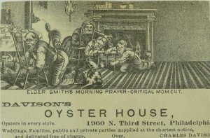 1879 Davison's Oyster House, Animals Attack Man Trade Card P113