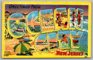 Postcard Ocean City NJ c1955 Large Letter Greeings “Greetings from Ocean City”