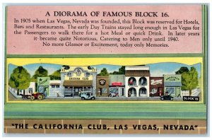 c1940 Diorama Famous Block California Club Las Vegas Nevada NV Vintage Postcard