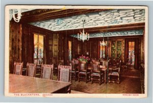 Chicago Historic Blackstone Hotel English Room Dining, Vintage Illinois Postcard