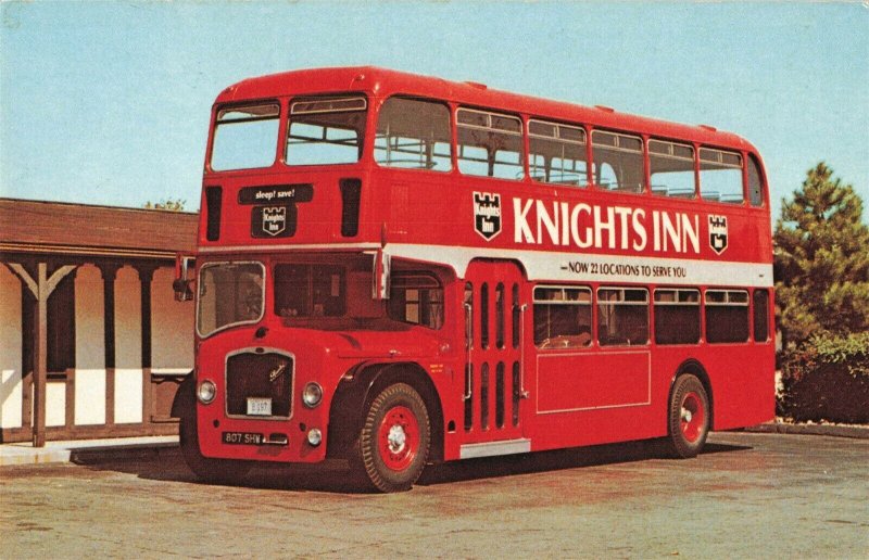 c.1963 Knights Inn Bristol Double-Decker Red Bus Postcard 2T5-408 