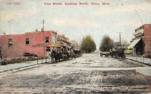 Utica Michigan Cass St., Looking North, Drug Store Vintage Postcard U5195