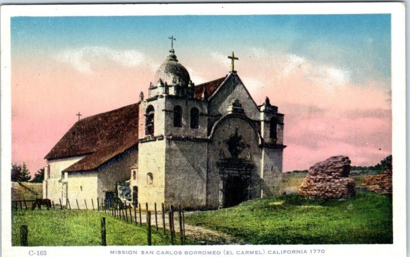 CARMEL, California  CA     MISSION  San Carlos  BORROMEO    1910s       Postcard