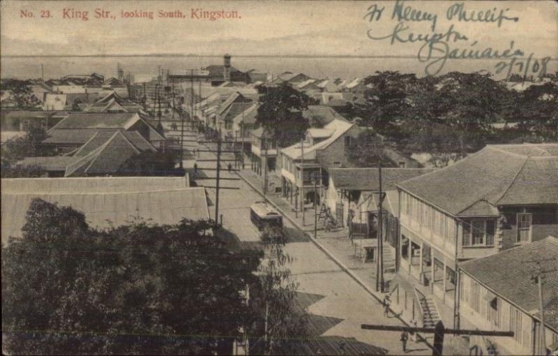 Kingston Jamaica King Street Aerial View c1910 Used Postcard