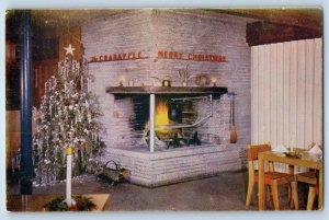 1960 Bellevue Washington Postcard Fireplace Crabapple Restaurant Interior View