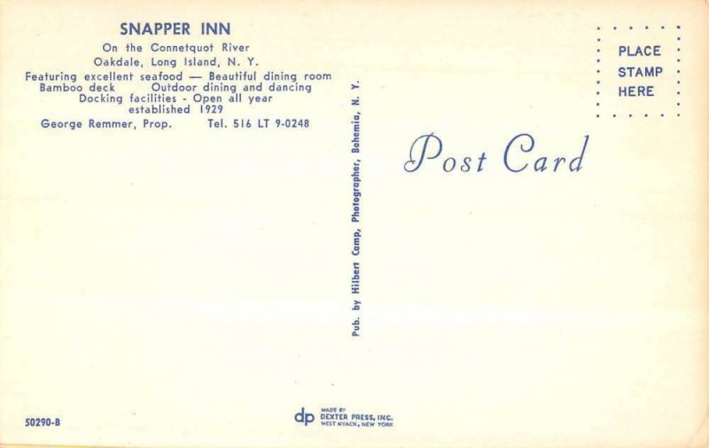 Oakdale L.I. New York Snapper Inn on Connetquot River vintage pc ZE686271