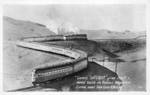 San Luis Obispo CA Luxury Daylight Train Horsehoe Curve Real Photo Postcard