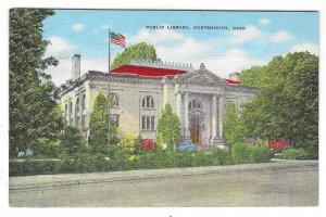 Public Library, Portsmouth, Ohio, VTG Linen postcard