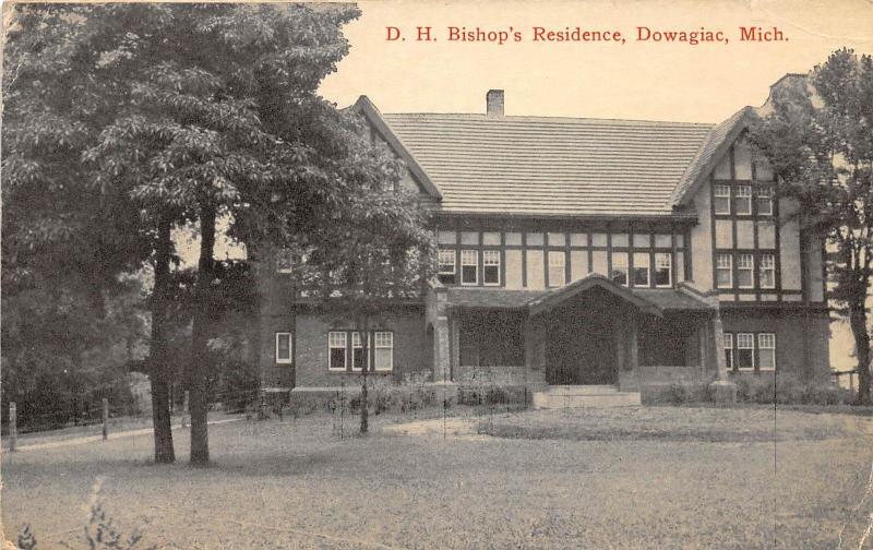 B94/ Dowagiac Michigan Mi Postcard c1910 D.H. Bishop's Residence Home