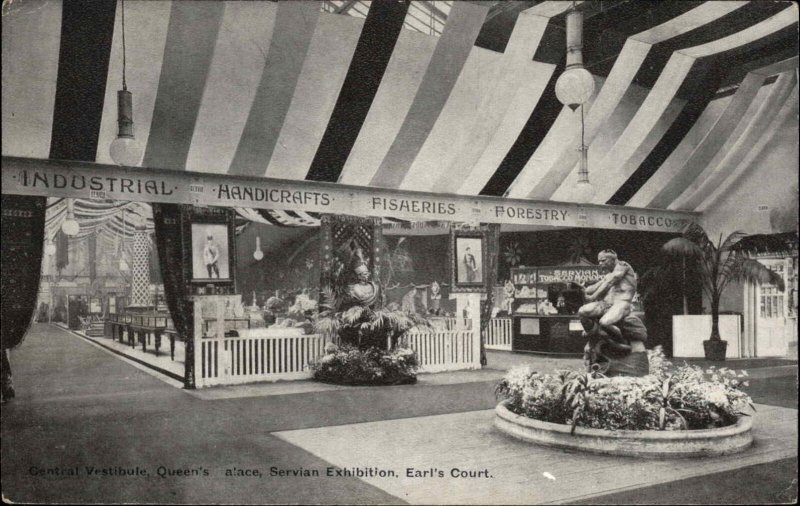 London? Earl's Court Servian Serbian Exhibition c1908 Postcard CENTRAL VESTIBULE