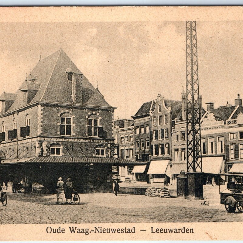 c1930s Leeuwarden NL Old Weigh House Downtown Postcard Oude Waag Nieuwestad A121