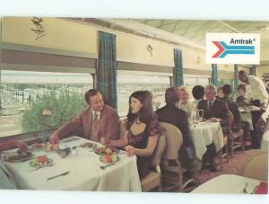 Pre-1980 Postcard Ad AMTRAK TRAIN SERVICE DINING CAR AC7439@