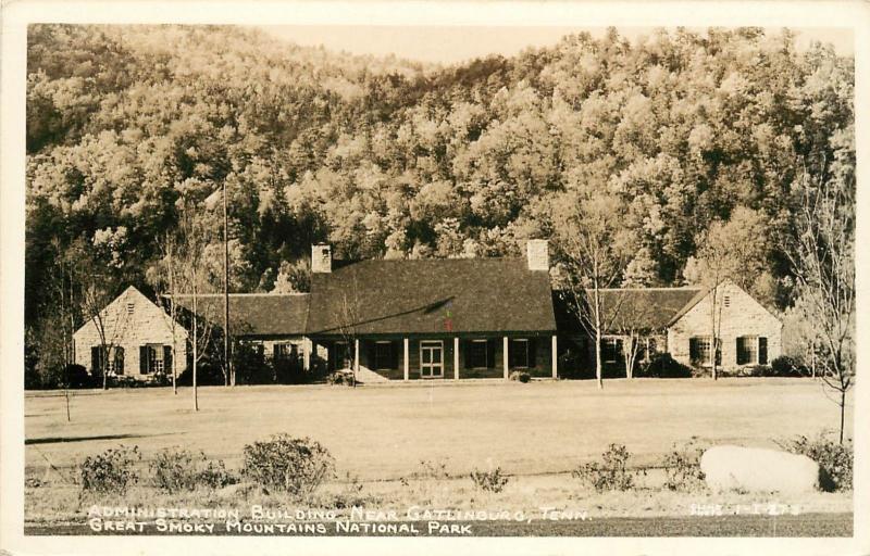 Cline RPPC 1-I-273 Great Smoky Mountains Nat'l Park Admin Bldg Gatlinburg TN