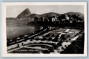 Rio de Janeiro Brazil Postcard Paris Square Beach View c1920's RPPC Photo