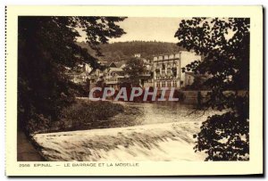 Old Postcard Epinal The dam and the Moselle