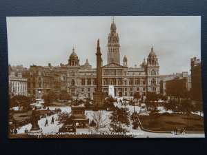 Scotland GLASGOW George Square Cenotaph & Memorial c1923 RP Postcard Valentine