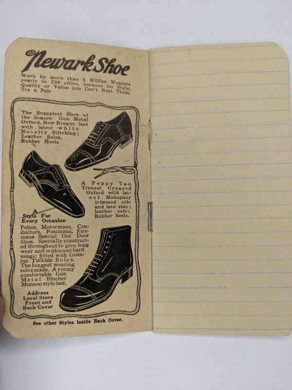 1924 Mason City IA Newark Shoe Store Advertising Memo Pad Notepad Note Book C51