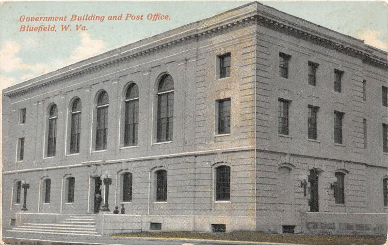 G32/ Bluefield West Virginia Postcard c1910 Government Building Post Office