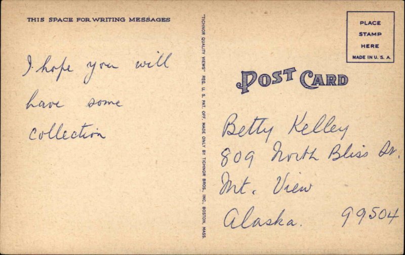 Terryville CT Immaculate Conception RC Church c1930s-40s Linen Postcard