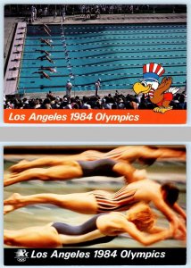 2 Postcards LOS ANGELES 1984 OLYMPICS ~ Pool SWIMMING COMPETITION 4x6