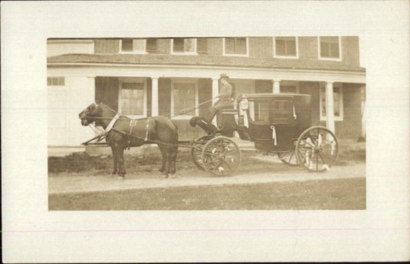 Unidentified Horse Drawn Stagecoach & Driver c1910 Real Photo Postcard