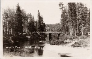 White Fox Saskatchewan SK Bridge Unused Sparkletone RPPC Postcard H29