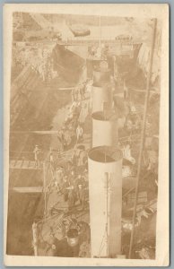 US MILITARY SHIP WWI ERA ANTIQUE REAL PHOTO POSTCARD RPPC
