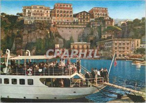 Modern Postcard Sorrento Harbor and Hotel Vittoria Boat